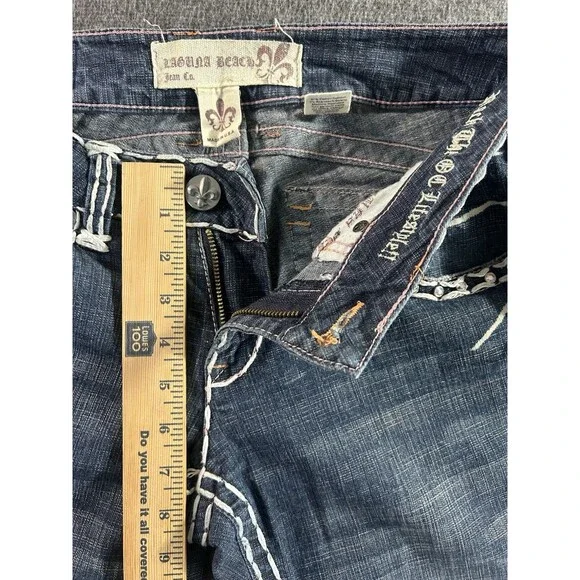 VTG Y2K Laguna Beach Jean Co 28x34 Embroidered Thick Stitch Low Rise Bootcut USA - Picture 8 of 13